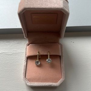Gold and diamond earrings - cubic zirconia
